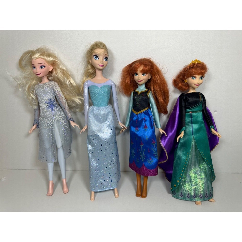 Disney Lot of 4 Frozen Elsa‎ & Anna Barbie Dolls 2 Dolls with Sound (See Video)